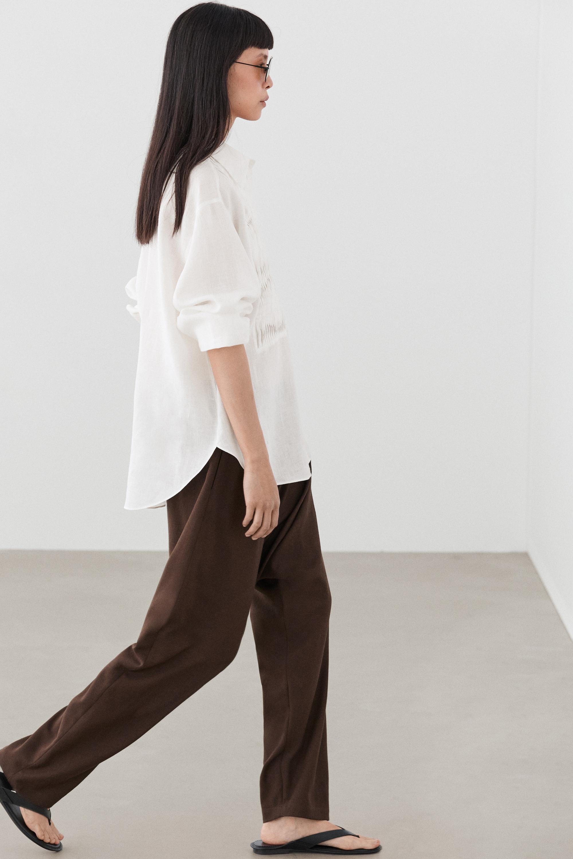 100% linen shirt with bib detail